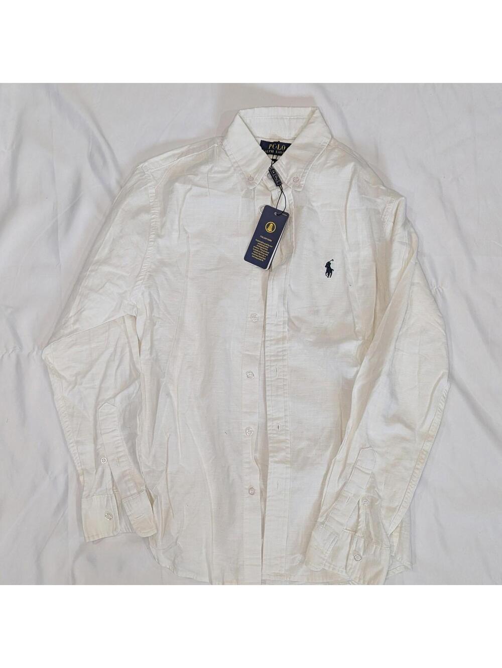 Polo Ralph Lauren Custom Slim Fit Oxford Shirt White Italian Yarn Unisex S NWT - Picture 2 of 12